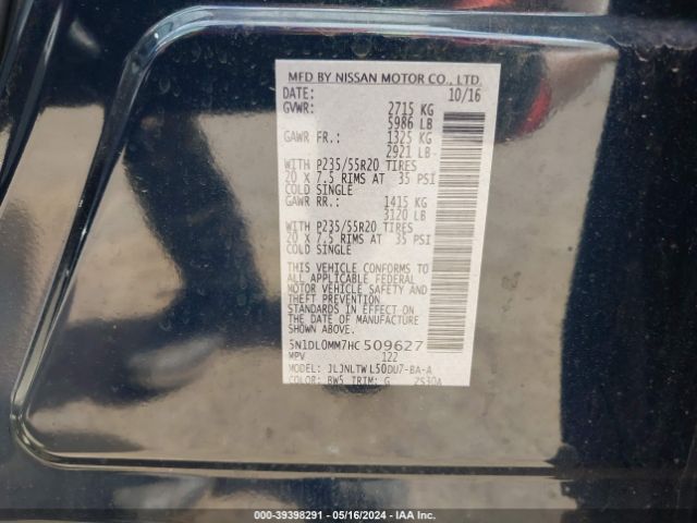 5N1DL0MM7HC509627 Infiniti QX60