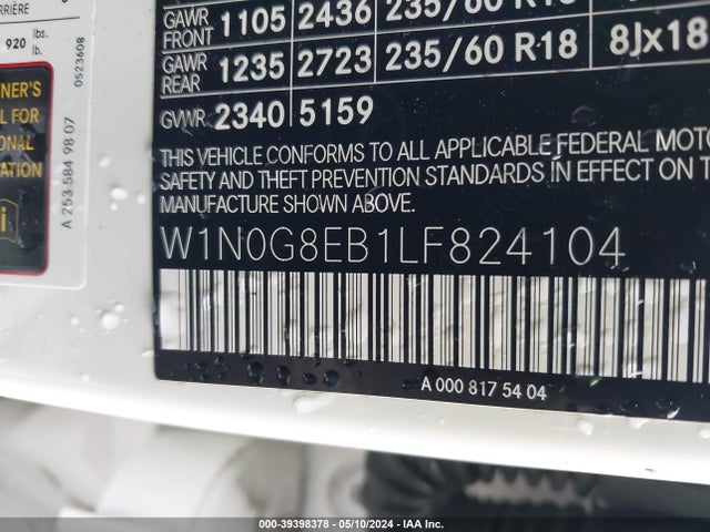 W1N0G8EB1LF824104 Mercedes-Benz Glc 300 4matic