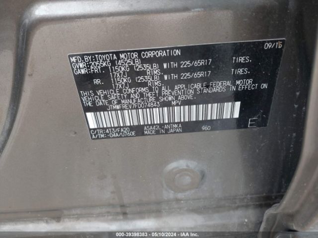 JTMWFREV7FD074843 Toyota Rav4 Xle