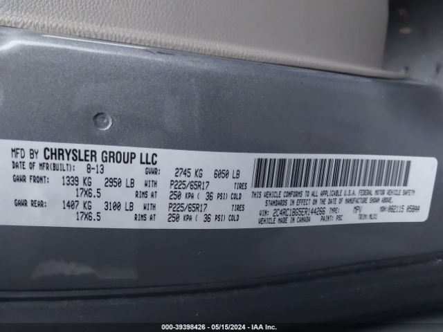 2C4RC1BG5ER144266 Chrysler Town & Country Touring