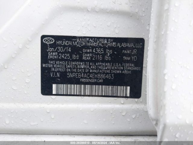 5NPEB4AC4EH886463 Hyundai SONATA GLS