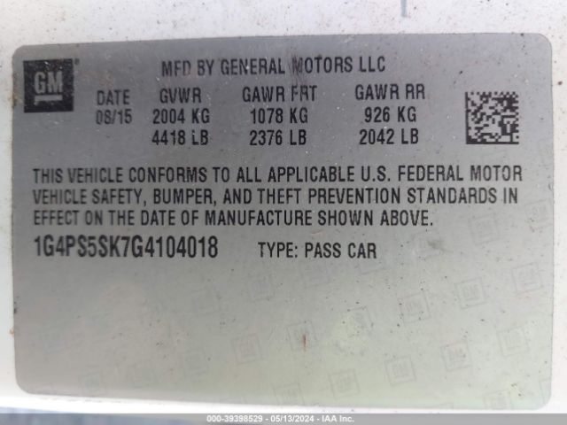 1G4PS5SK7G4104018 Buick Verano Leather Group