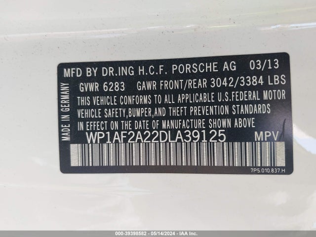 2013 PORSCHE CAYENNE WP1AF2A22DLA39125 Photo 8