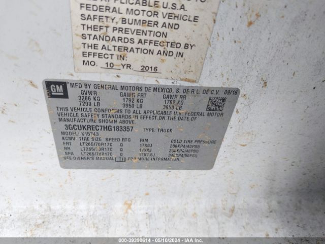 3GCUKREC7HG183357 Chevrolet Silverado 1500 1lt