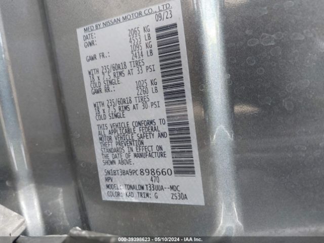 5N1BT3BA9PC898660 Nissan Rogue Sv Fwd