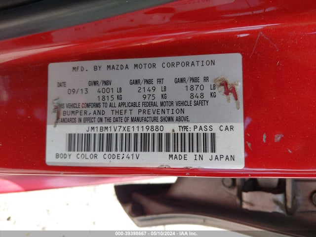 Mazda Mazda3 I Touring 2014 JM1BM1V7XE1119880 Image 9