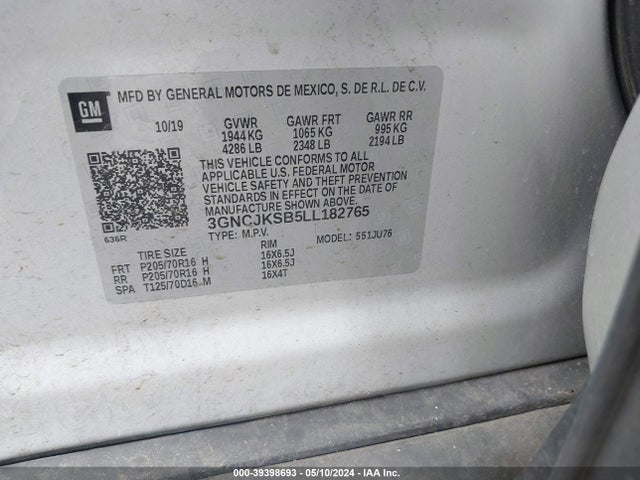 Chevrolet Trax Fwd Ls 2020 3GNCJKSB5LL182765 Image 9