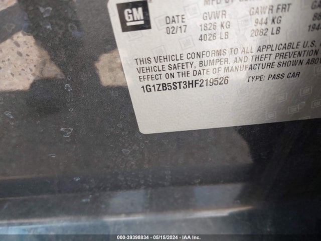Chevrolet MALIBU LS 2017 1G1ZB5ST3HF219526 Image 9