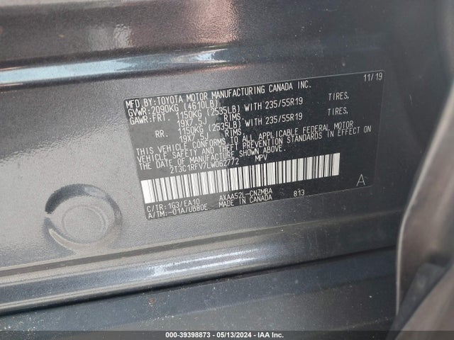 Toyota Rav4 Xle Premium 2020 2T3C1RFV7LW062772 Image 9
