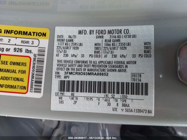3FMCR9D93MRA88852 Ford Bronco Sport Badlands
