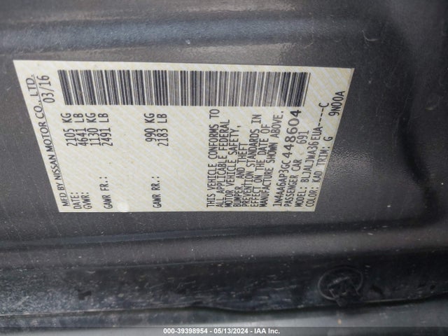 Nissan Maxima 3.5 Sv 2016 1N4AA6AP3GC448604 Image 9