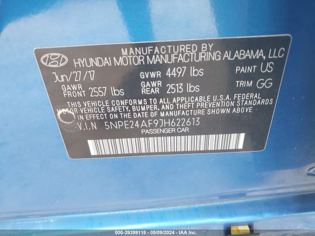 Hyundai SONATA SE 2018 5NPE24AF9JH622613 Image 9
