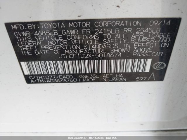 JTHCF1D2XF5018674 Lexus IS 250