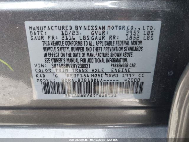 3N1AB8BV2RY238931 Nissan Sentra S Xtronic Cvt