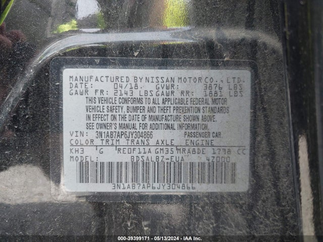 Nissan SENTRA S 2018 3N1AB7AP6JY304866 Image 9