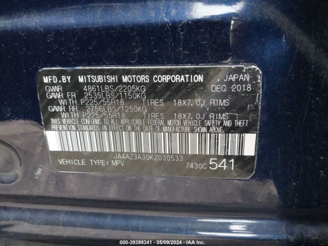 JA4AZ3A30KZ030533 Mitsubishi Outlander Le