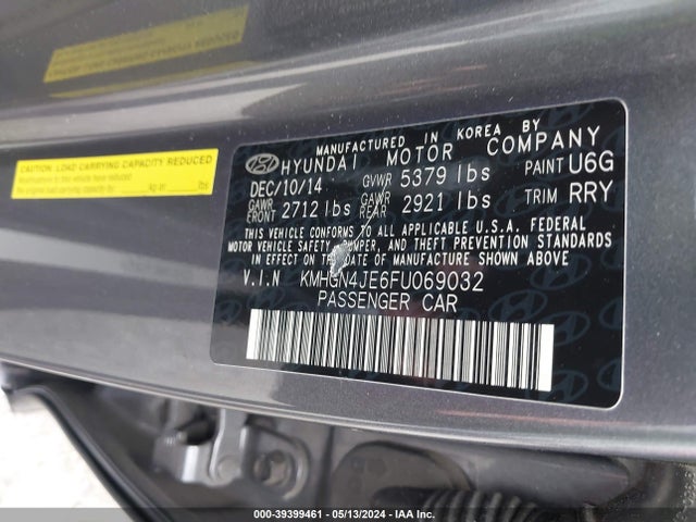 Hyundai Genesis 3.8 2015 KMHGN4JE6FU069032 Image 9