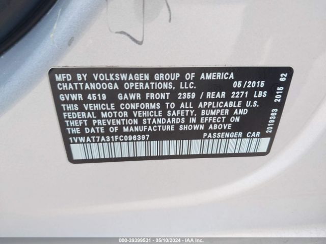 1VWAT7A31FC096397 Volkswagen Passat 1.8t Limited Edition
