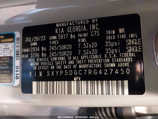 5XYP5DGC7RG427450 KIA Telluride Sx X-line