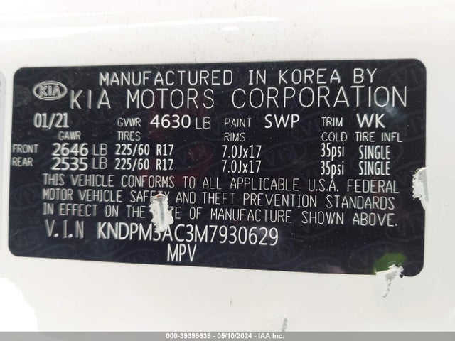 KIA Sportage Lx 2021 KNDPM3AC3M7930629 Image 9