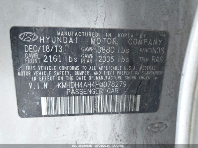 KMHDH4AH4EU078279 Hyundai Elantra Sport