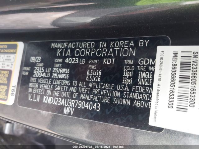KNDJ23AU3R7904043 KIA SOUL LX