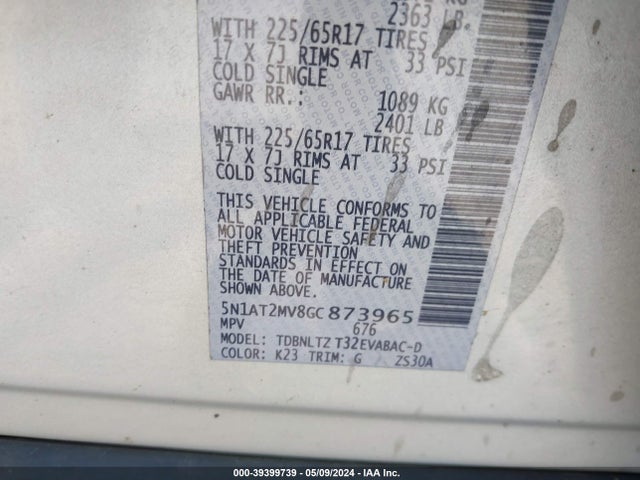 Nissan ROGUE SV 2016 5N1AT2MV8GC873965 Image 9