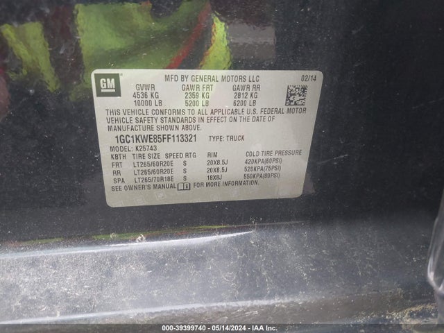 Chevrolet Silverado 2500hd Ltz 2015 1GC1KWE85FF113321 Image 9
