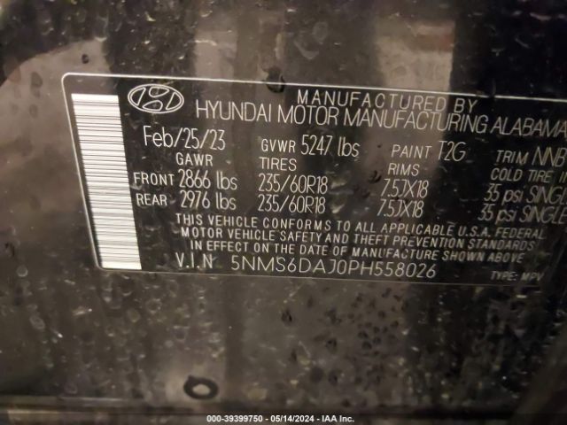 5NMS6DAJ0PH558026 Hyundai Santa Fe Xrt
