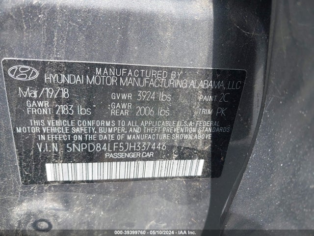 Hyundai ELANTRA SEL 2018 5NPD84LF5JH337446 Image 9