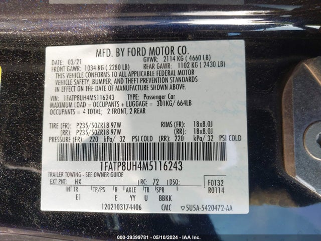 Ford Mustang Ecoboost Premium 2021 1FATP8UH4M5116243 Image 9
