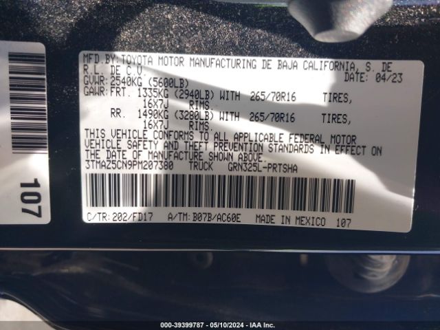 3TMAZ5CN9PM207380 Toyota Tacoma Trd Off Road