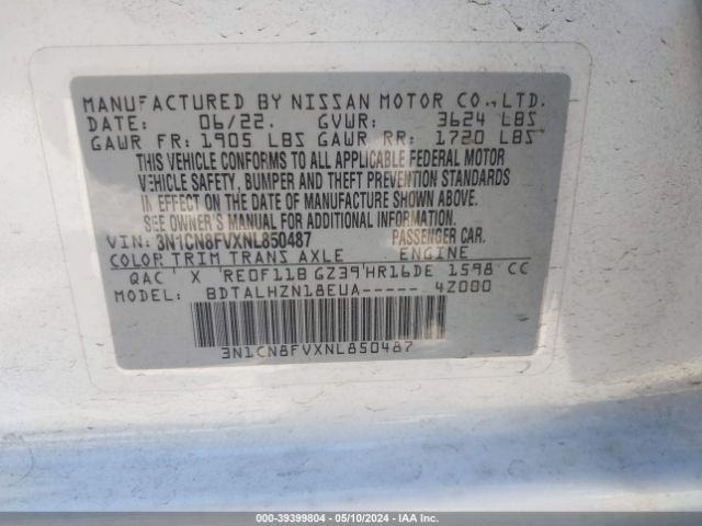 3N1CN8FVXNL850487 Nissan Versa 1.6 Sr Xtronic Cvt