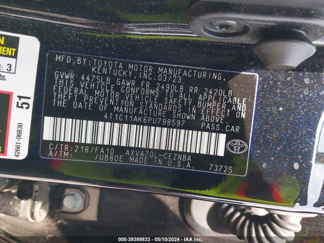 Toyota CAMRY LE 2023 4T1C11AK6PU798597 Image 9