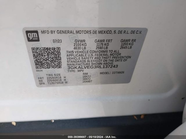 3GKALVEG3RL137243 GMC Terrain Awd Slt