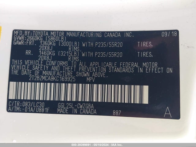 2T2BZMCA8KC169925 Lexus Rx 350 F Sport