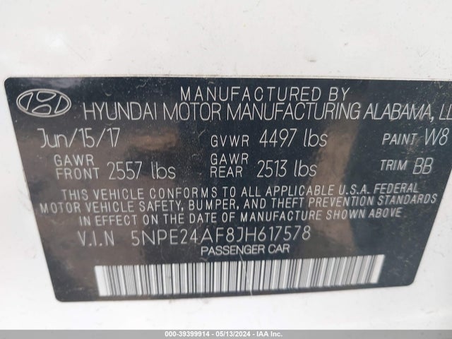 Hyundai SONATA SE 2018 5NPE24AF8JH617578 Image 9