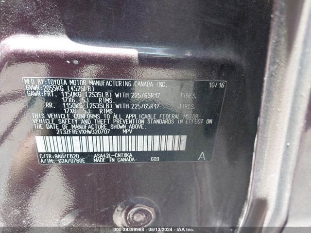 Toyota RAV4 LE 2017 2T3ZFREVXHW320707 Image 9