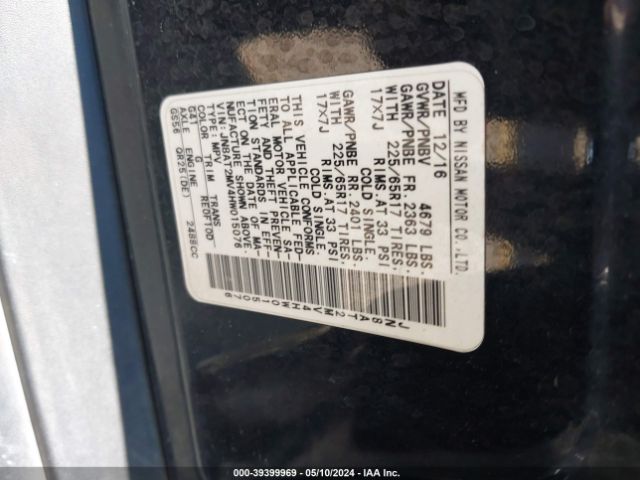 JN8AT2MV4HW015076 Nissan ROGUE SV