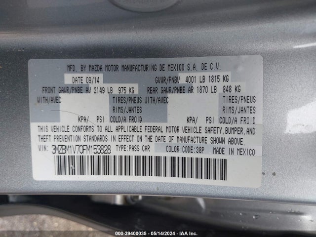 Mazda Mazda3 I Touring 2015 3MZBM1V70FM153828 Image 9