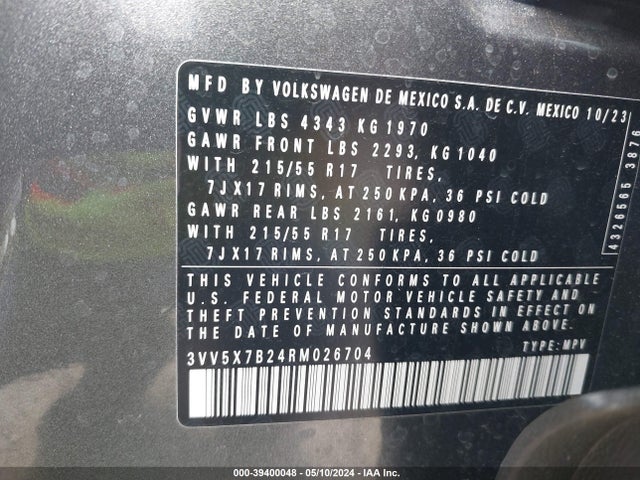 3VV5X7B24RM026704 Volkswagen Taos 1.5t S