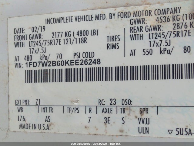 Ford F-250 Xl 2019 1FD7W2B60KEE26248 Image 9