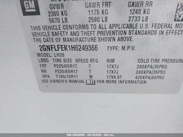 Chevrolet EQUINOX LT 2017 2GNFLFEK1H6249366 Image 9