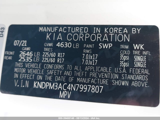 KIA Sportage Lx 2022 KNDPM3AC4N7997807 Image 9