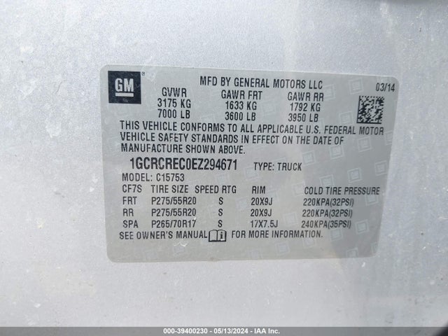 Chevrolet Silverado 1500 1lt 2014 1GCRCREC0EZ294671 Image 9