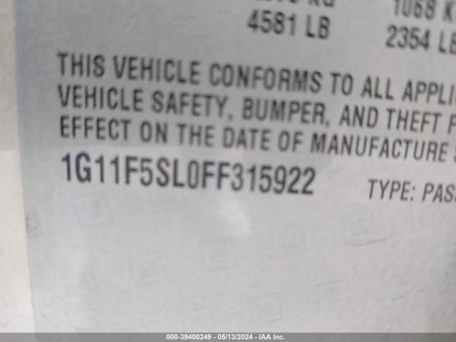 1G11F5SL0FF315922 Chevrolet Malibu 1lz
