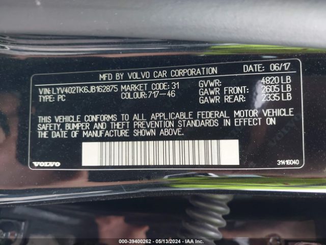 LYV402TK6JB162875 Volvo S60 Inscription T5