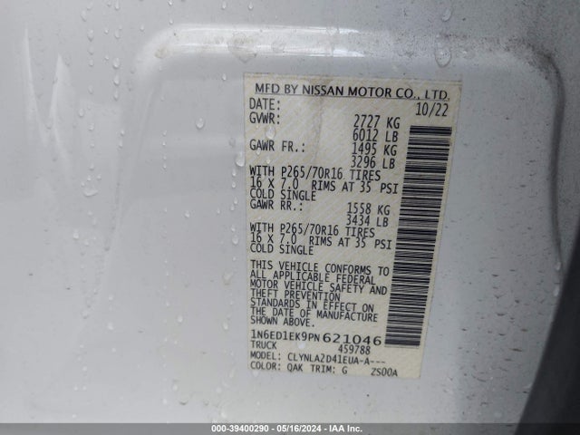 Nissan Frontier S 4x4 2023 1N6ED1EK9PN621046 Image 9