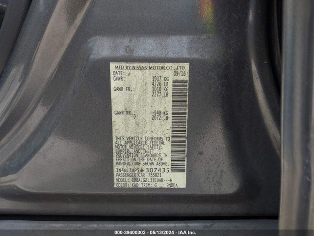 Nissan Altima 2.5 S 2017 1N4AL3AP5HN307435 Image 9