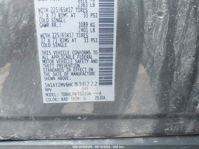 Nissan ROGUE S 2017 5N1AT2MV6HC836222 Image 9